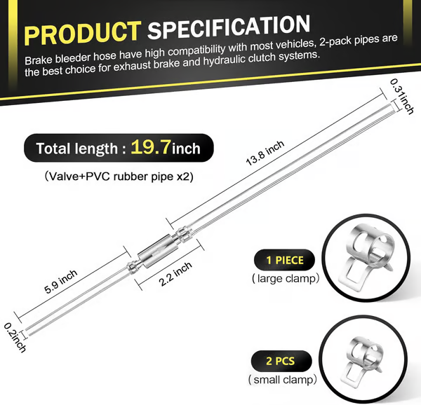 🛡️ KAUFE 2, ERHALTE 1 GRATIS! ⚙️Bremsentlüftungsschlauch - Einweg-Rückschlagventil-Rohr-Entlüftungswerkzeug-Set für Auto-Motorrad-Kupplung