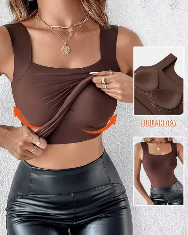👚 50% RABATT! 🔥⚡60.000+ VERKAUFT!💐Damen-Thermotops mit Rundhalsausschnitt und integriertem BH