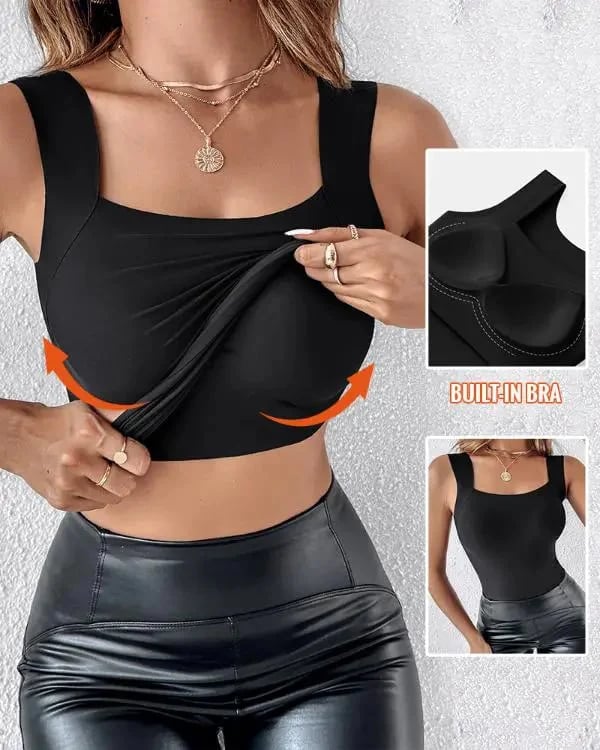 👚 50% RABATT! 🔥⚡60.000+ VERKAUFT!💐Damen-Thermotops mit Rundhalsausschnitt und integriertem BH