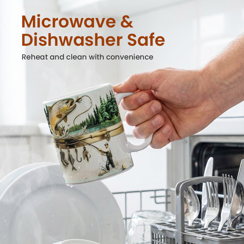 Keramik-Kaffeetasse mit Fischermotiv